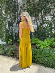 Ruched Slit Maxi Dress