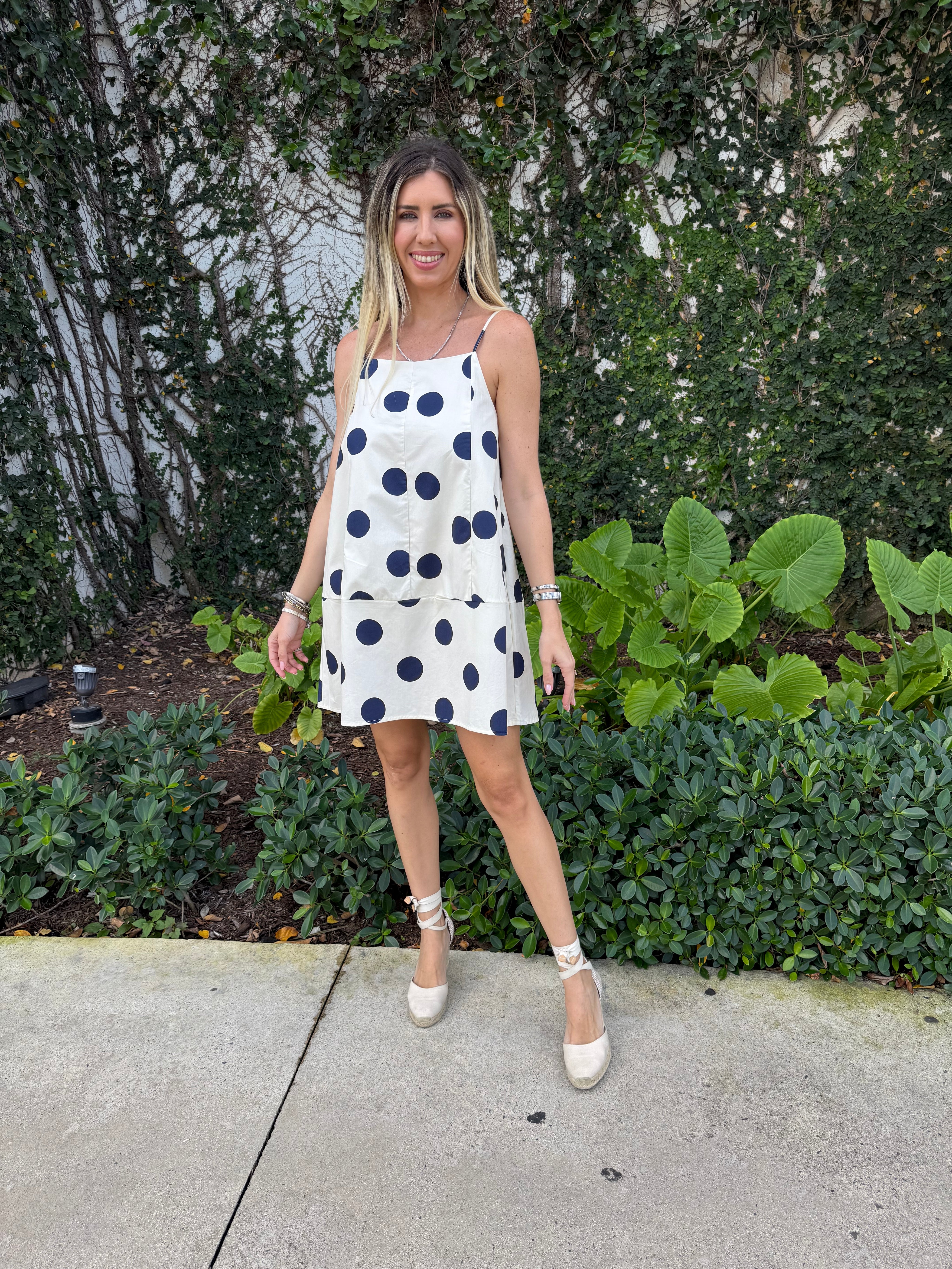 Polka Dot Tie Straps Mini Dress