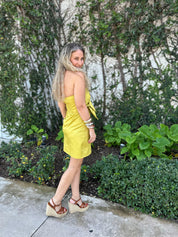 Knotted Flower Bow Mini Dress