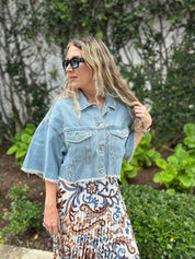 Short Slv Denim Crop Top