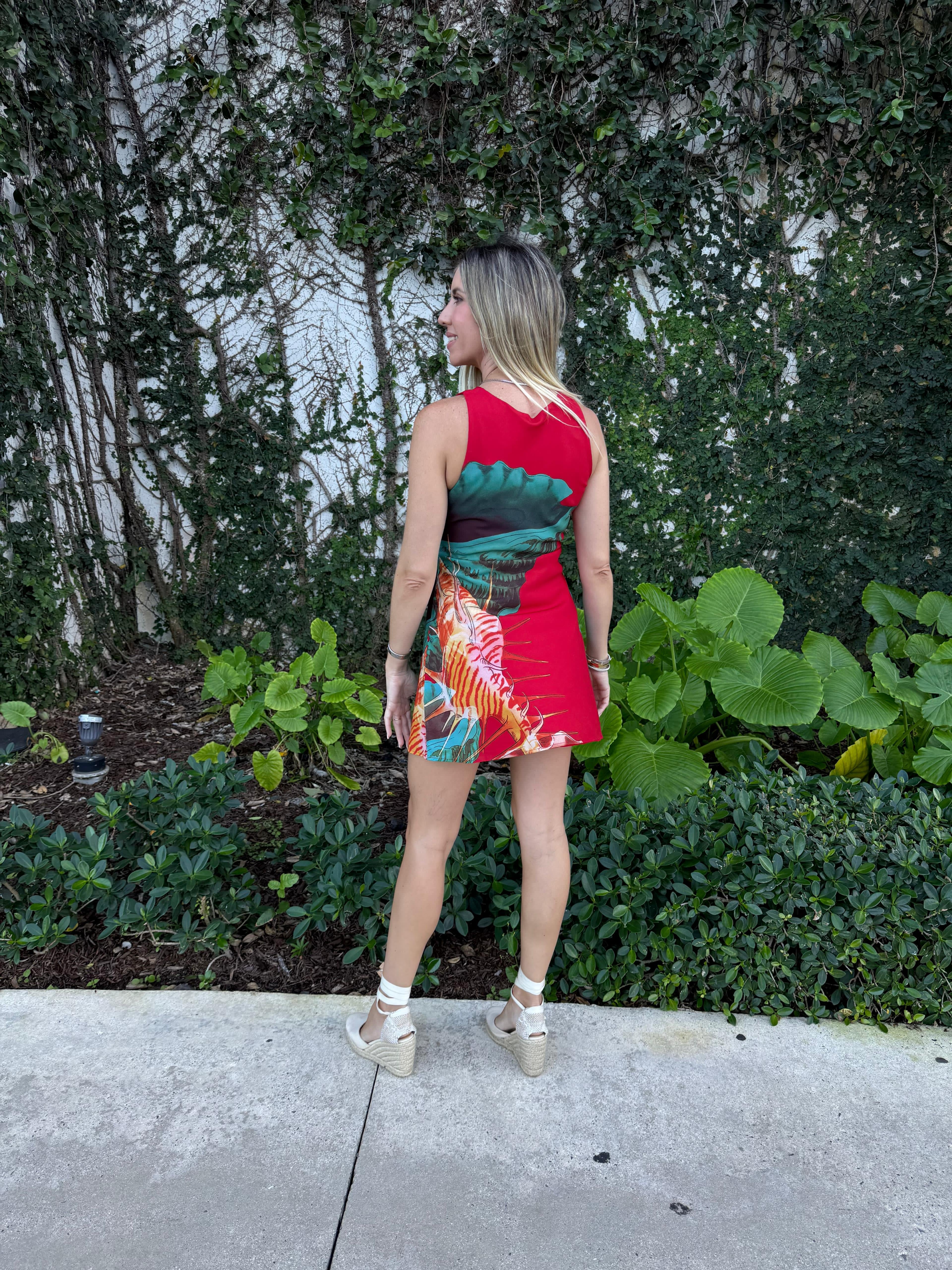 Satin Print Bias Mini Dress