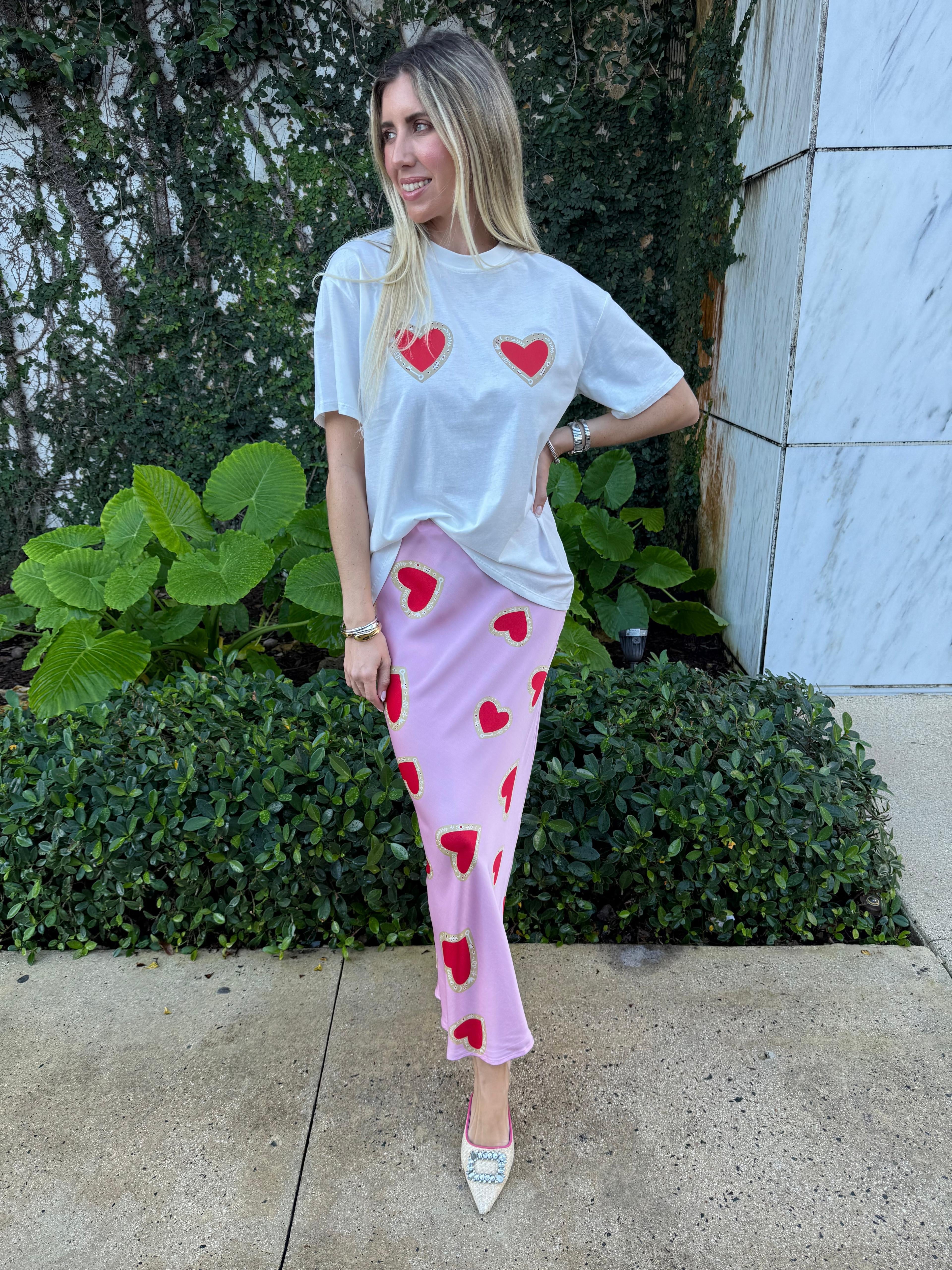 Diamonte Heart Boob T-Shirt