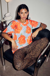 Blue Poppy Print Jersey Pyjamas