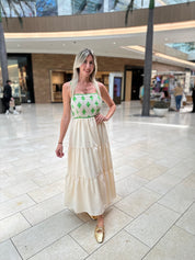 Contrast Crochet Midi Dress