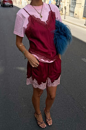 Pink & Burgundy Overlay T-Shirt