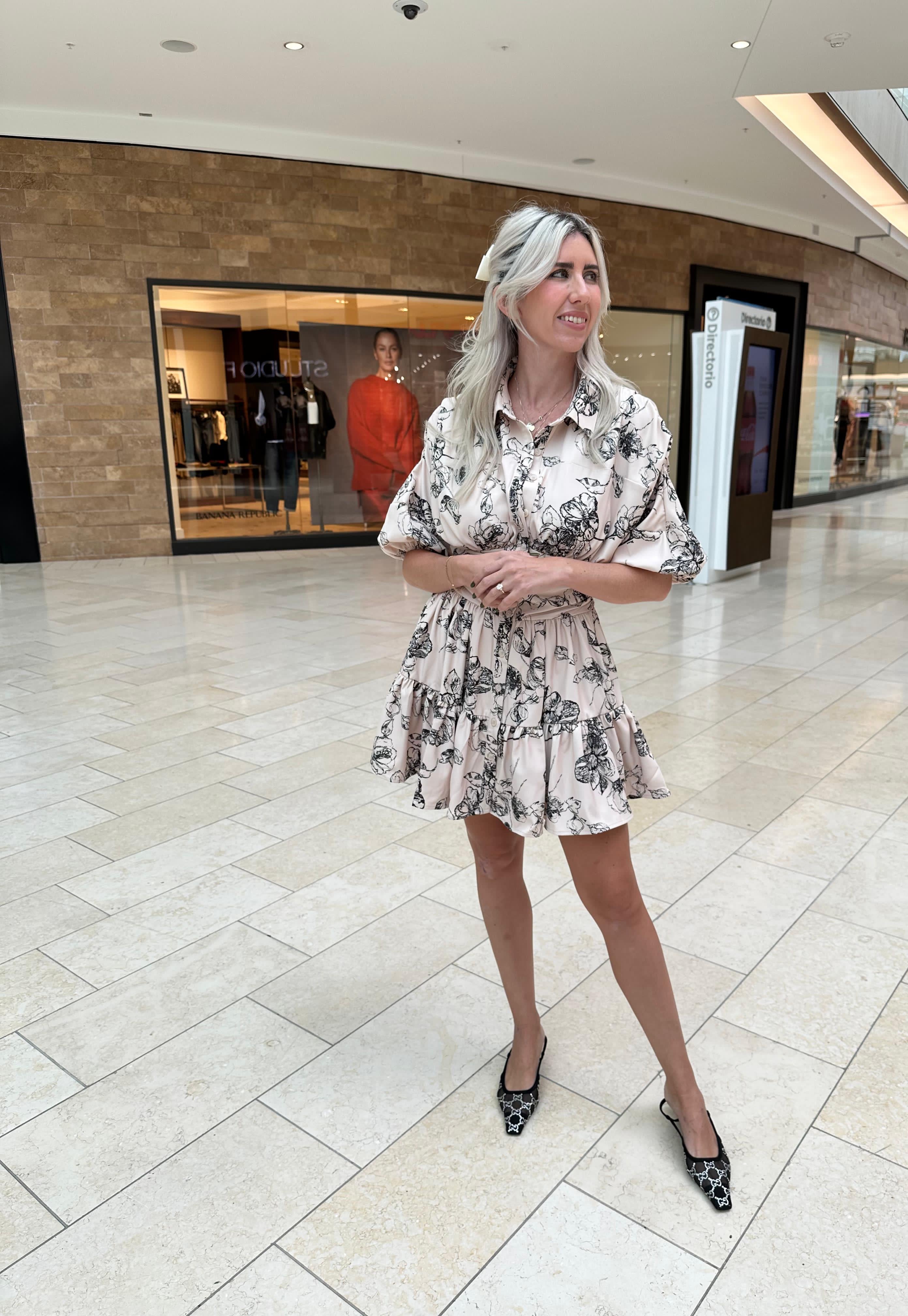 Puff Sleeve Tied Waist Flare Dress
