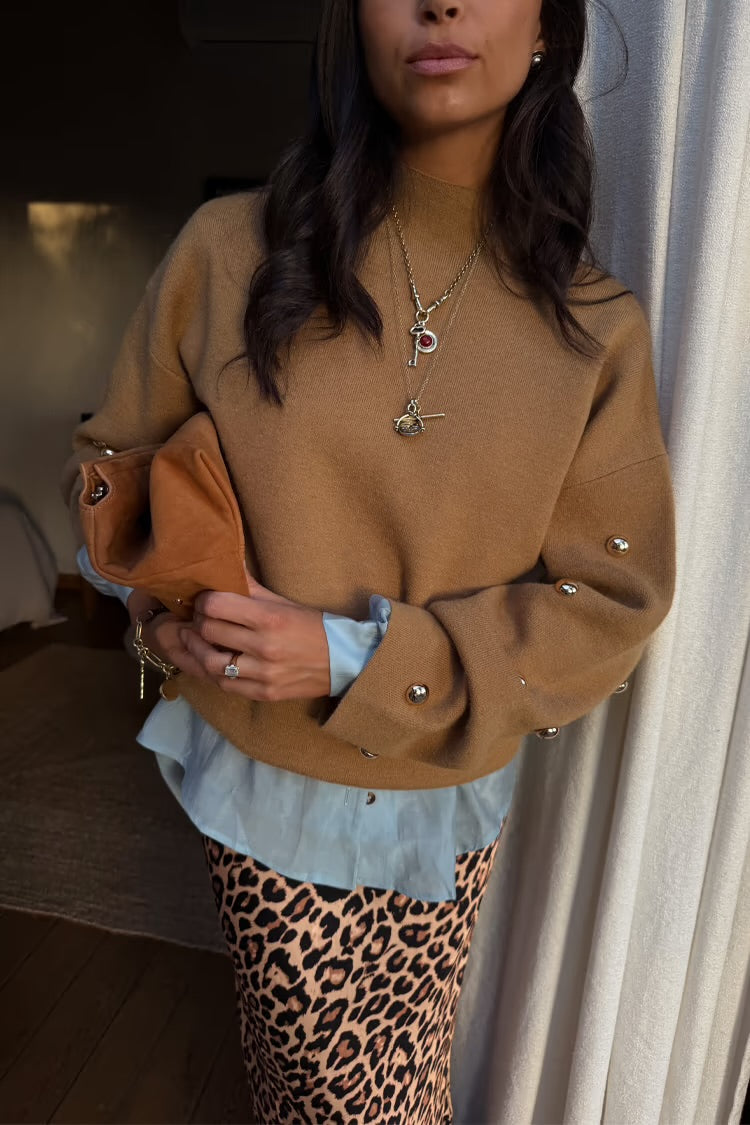 Tan Stud Evie Knit Jumper