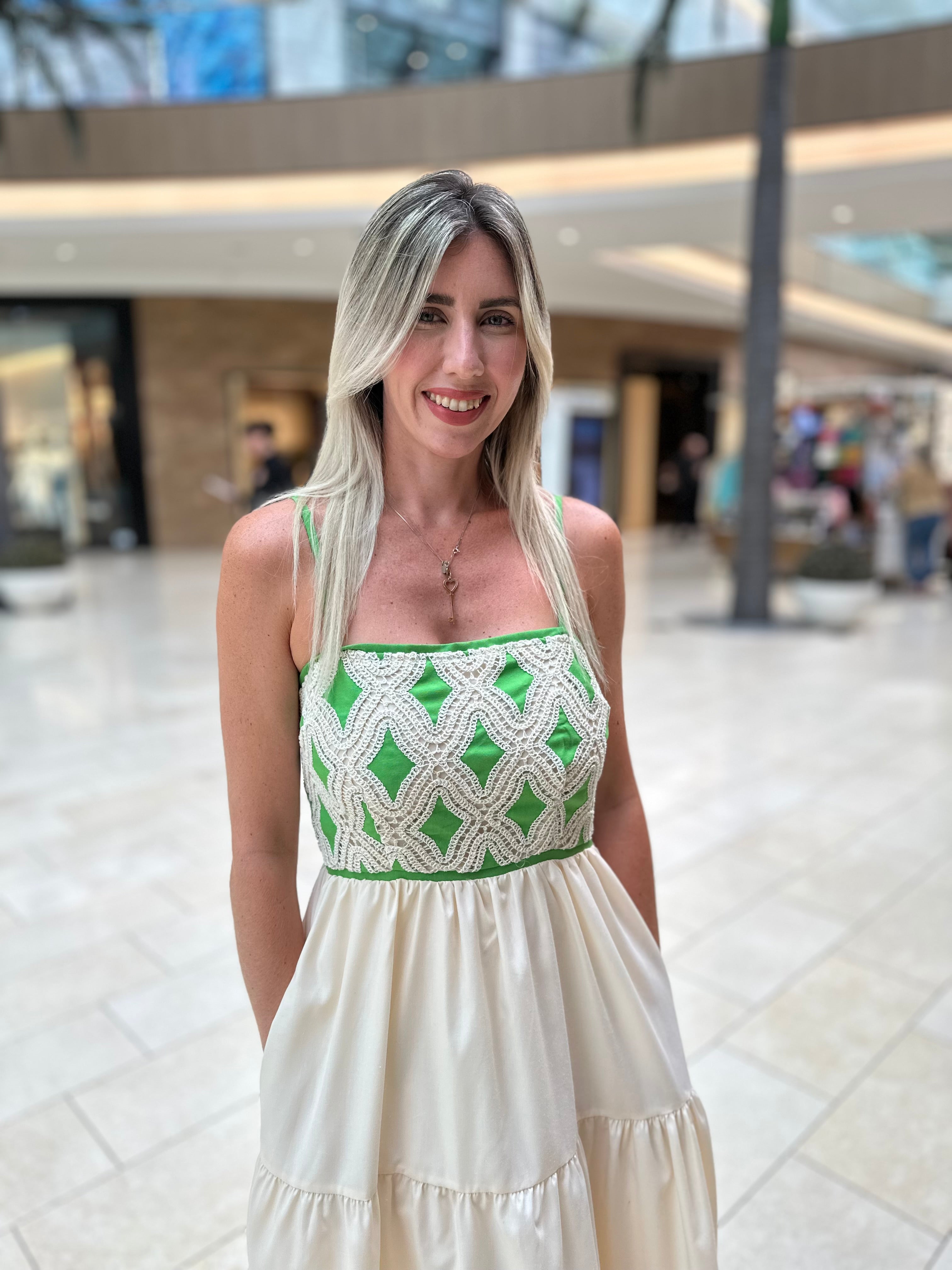 Contrast Crochet Midi Dress