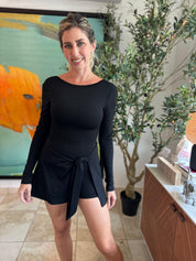 Long Sleeve Wrap Tie Front Dress