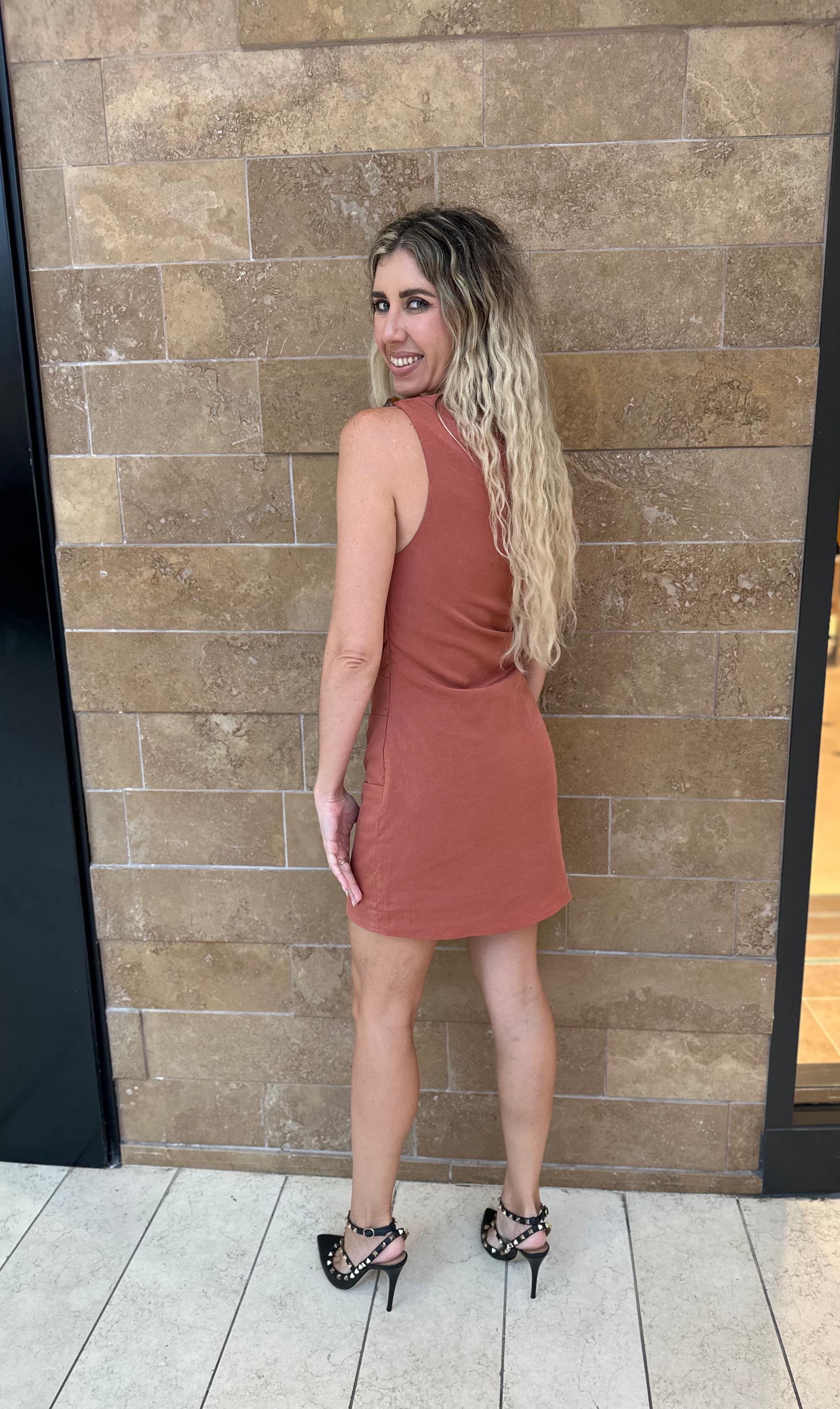 Wide Twisted Beads Mini Dress