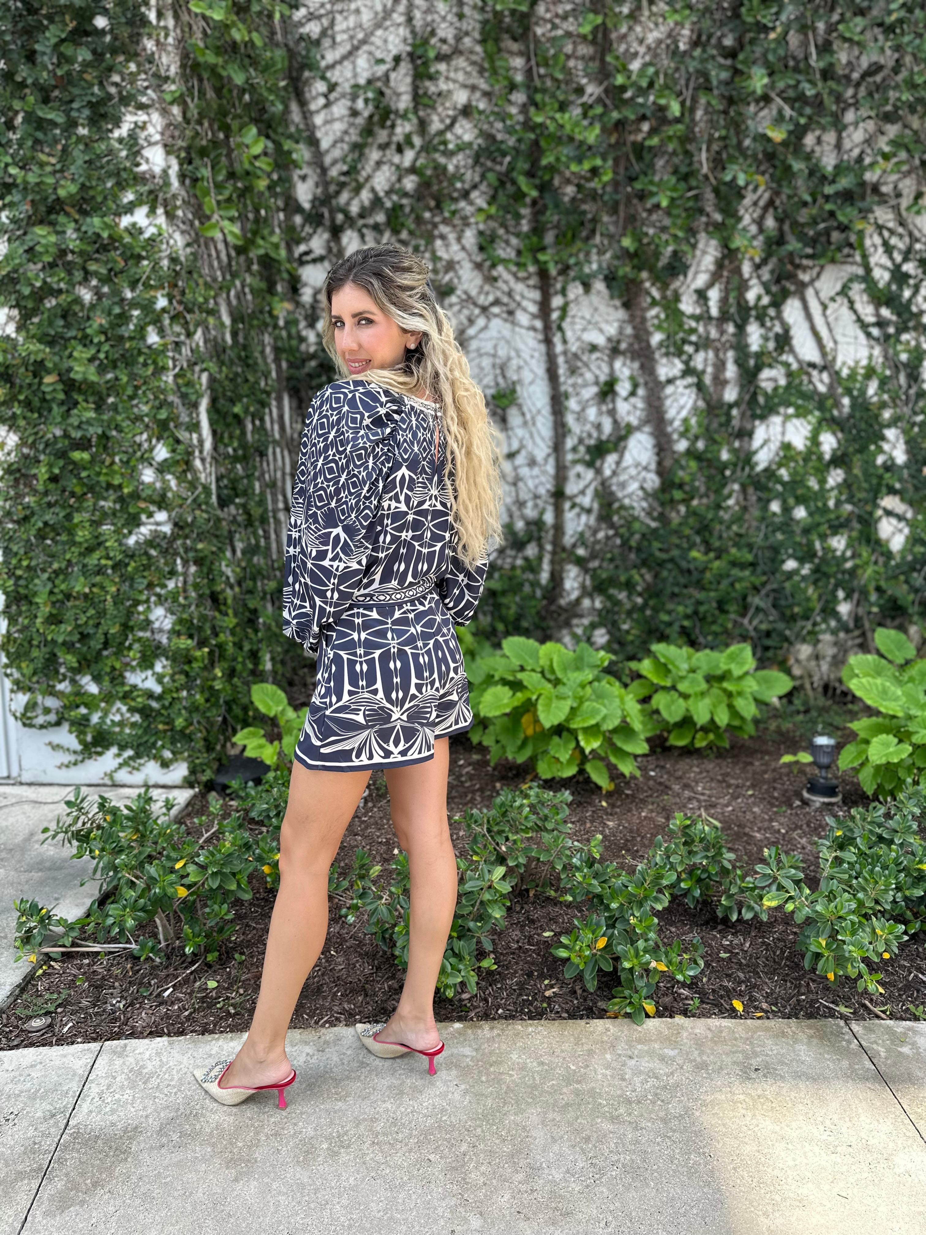 Long Slv Top & Mini Skirt Set