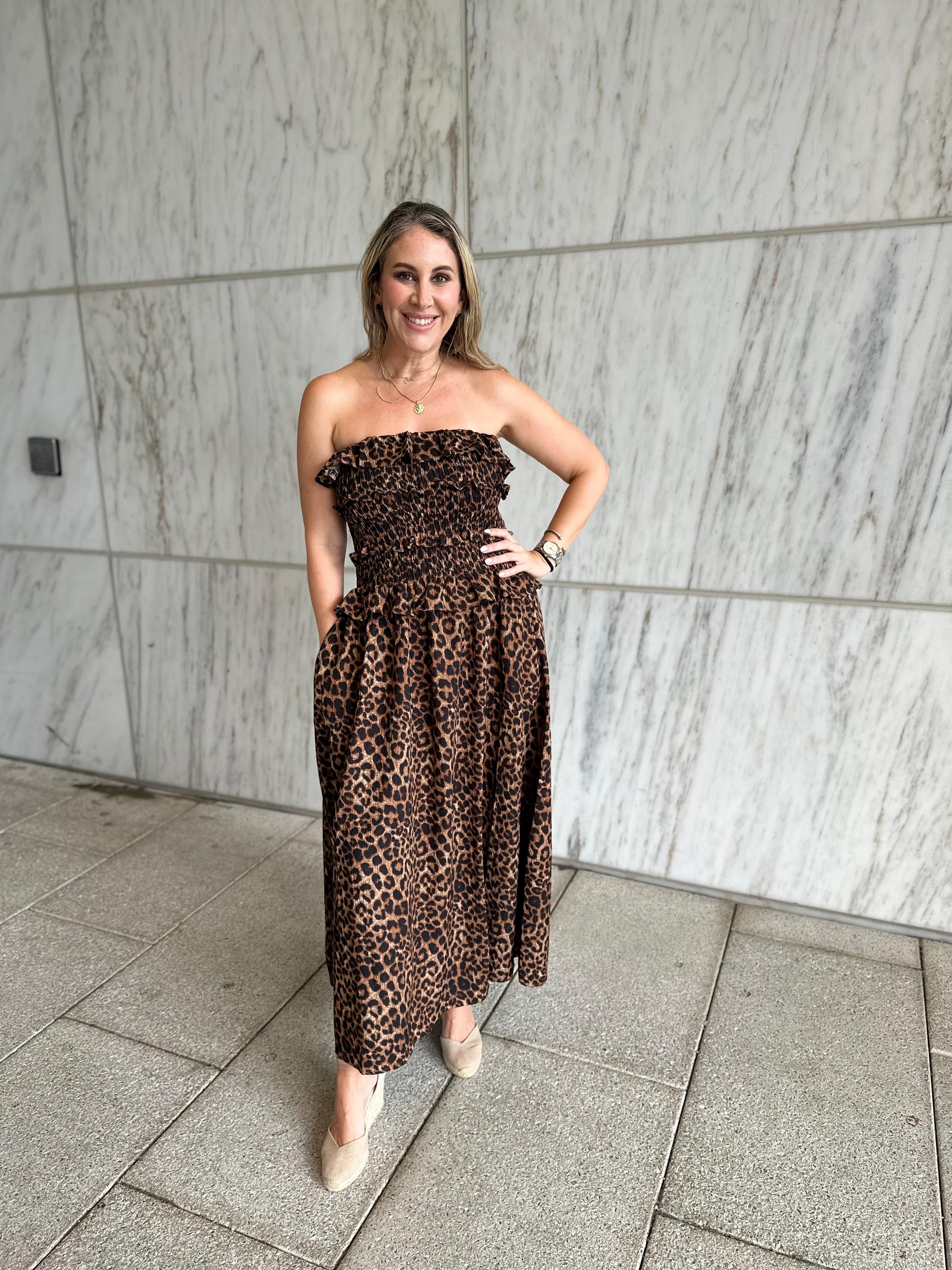 Tube Animal Print Maxi Dress