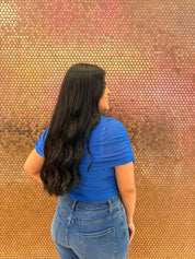 Mesh Mock Neck Slv Top