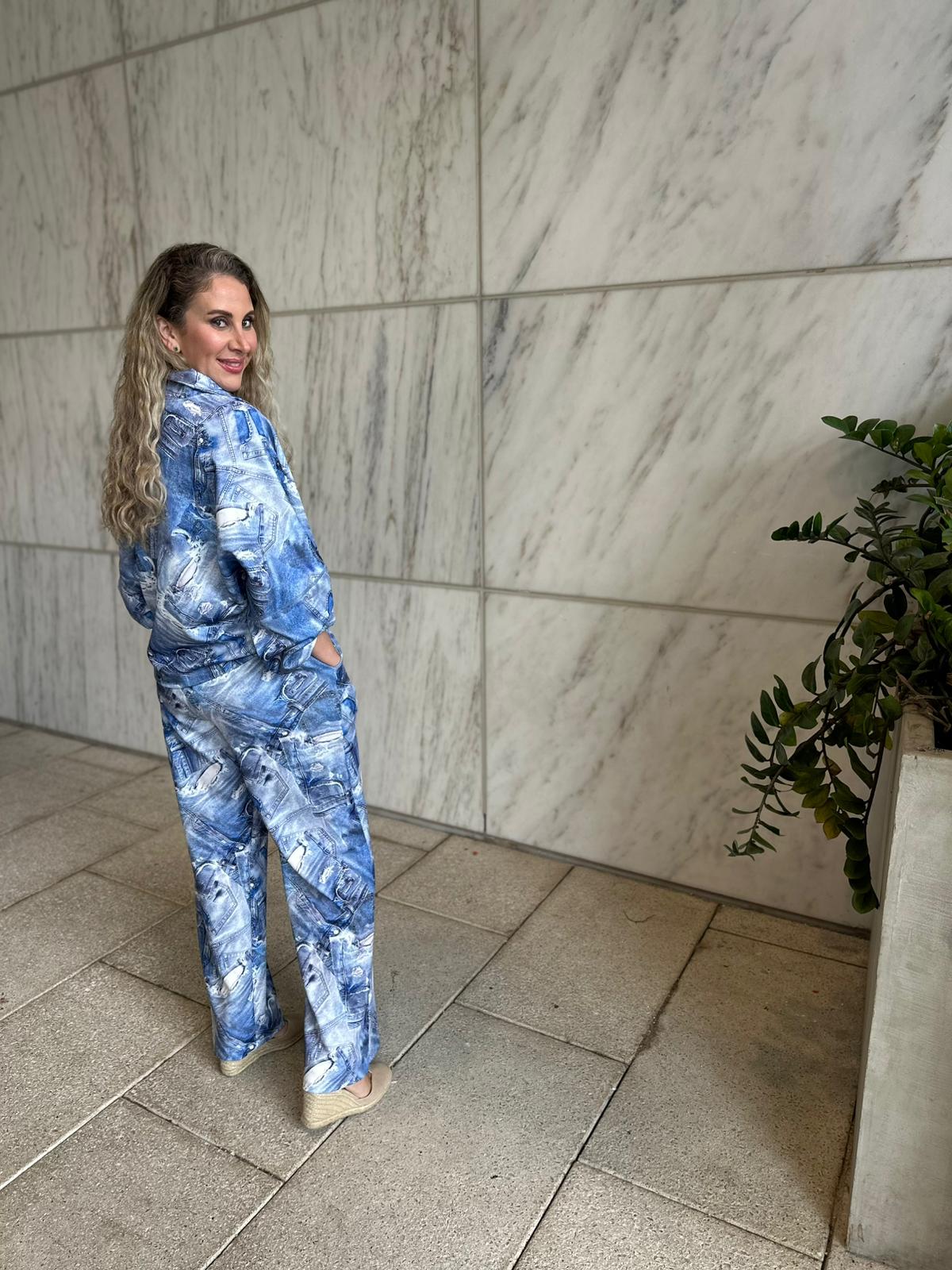 Printed Scuba Pant With Pockets