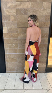 Abstract High Neck Top & Pants Set