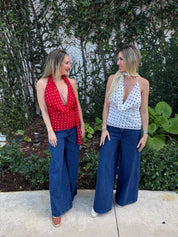 Polka Dot Halter Scarf Top