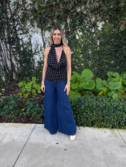 Polka Dot Halter Scarf Top