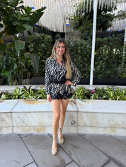 Zebra Print Lace Crop Top & Short