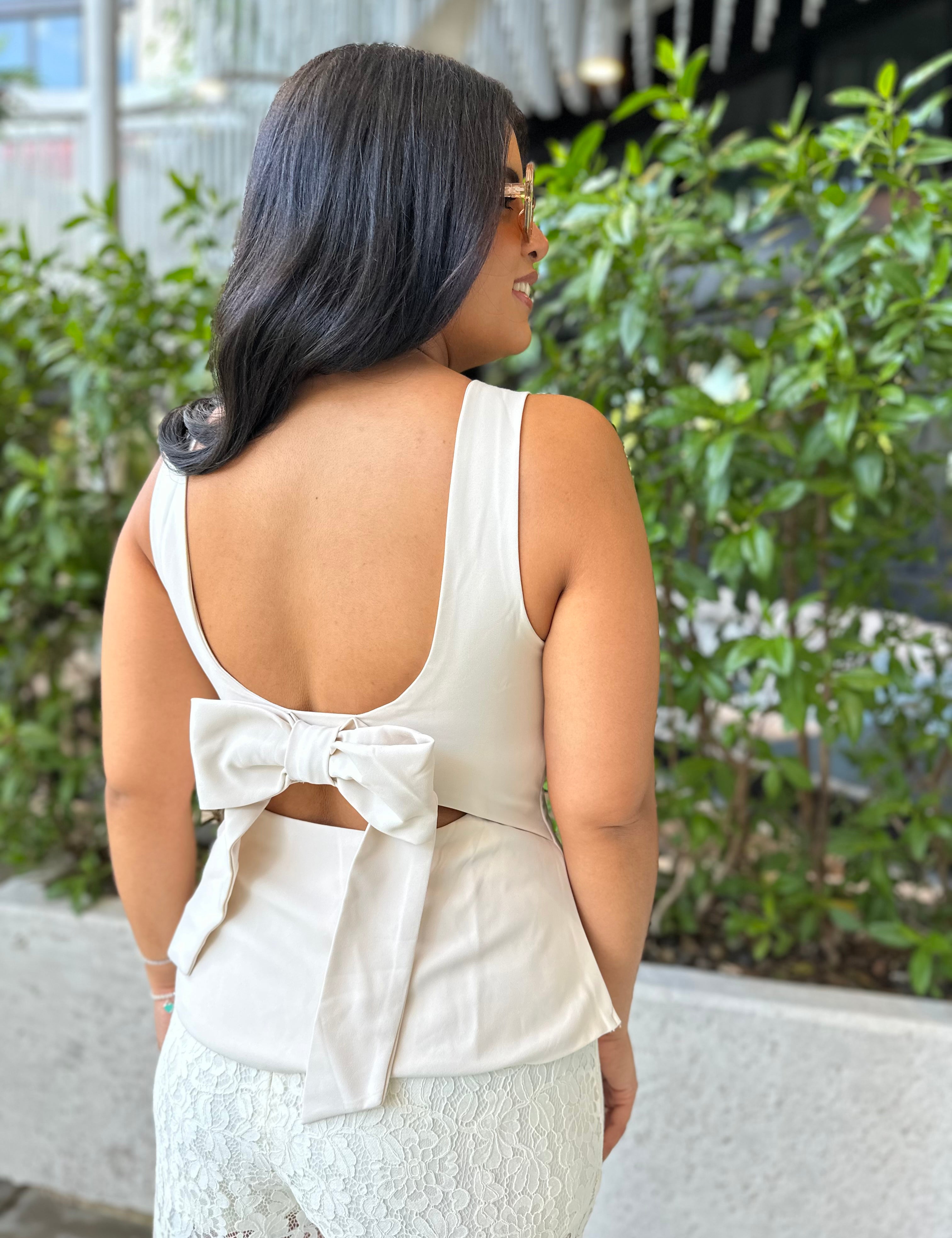 Corset Back Bow Top