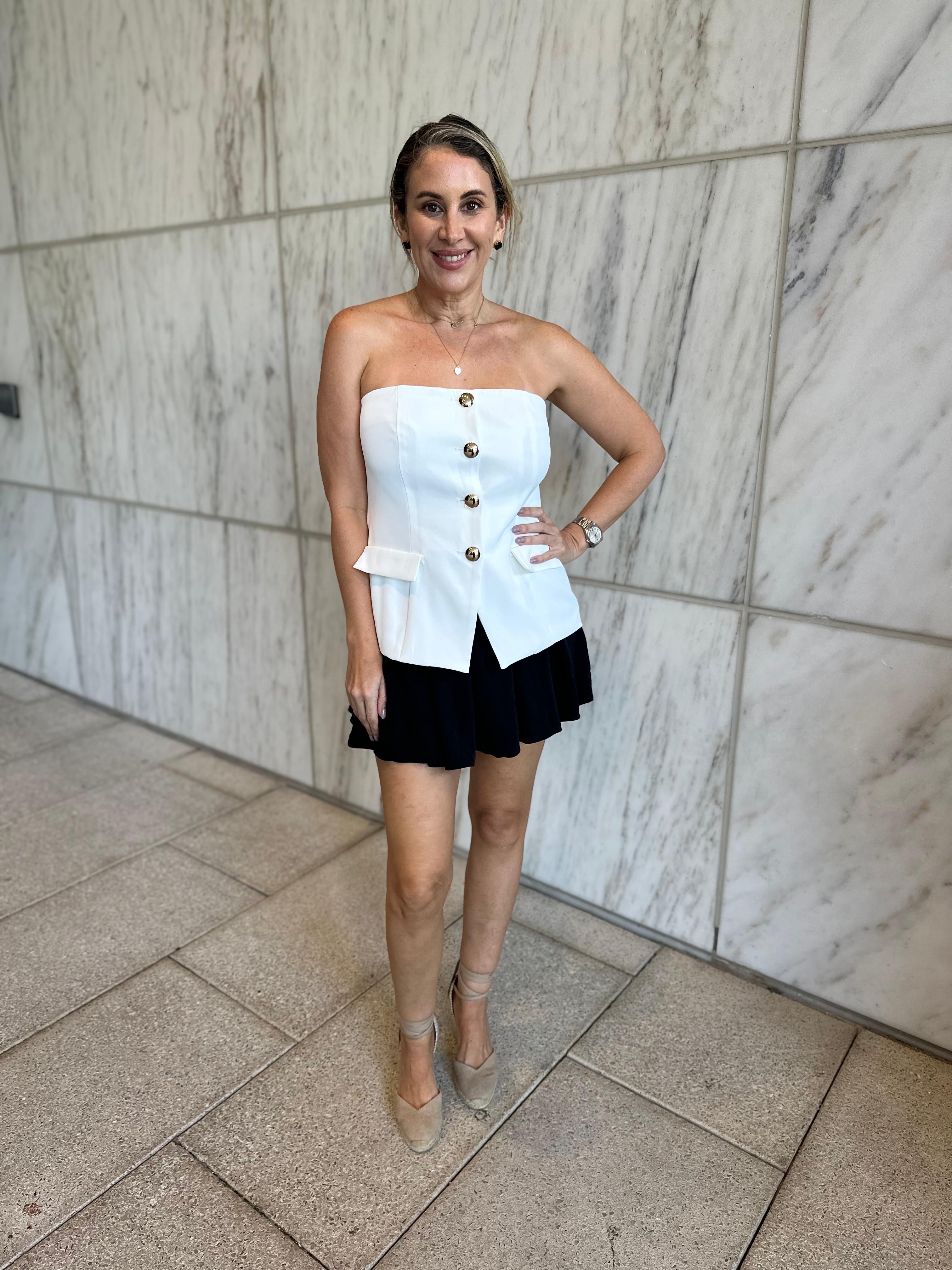 Pleated Button Contrast Romper