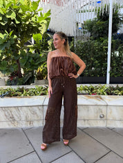 Lace Mix Straight Leg Trousers