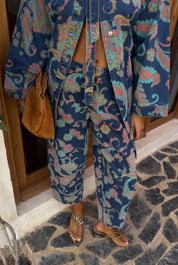 Denim Paisley Barrel Leg Jeans