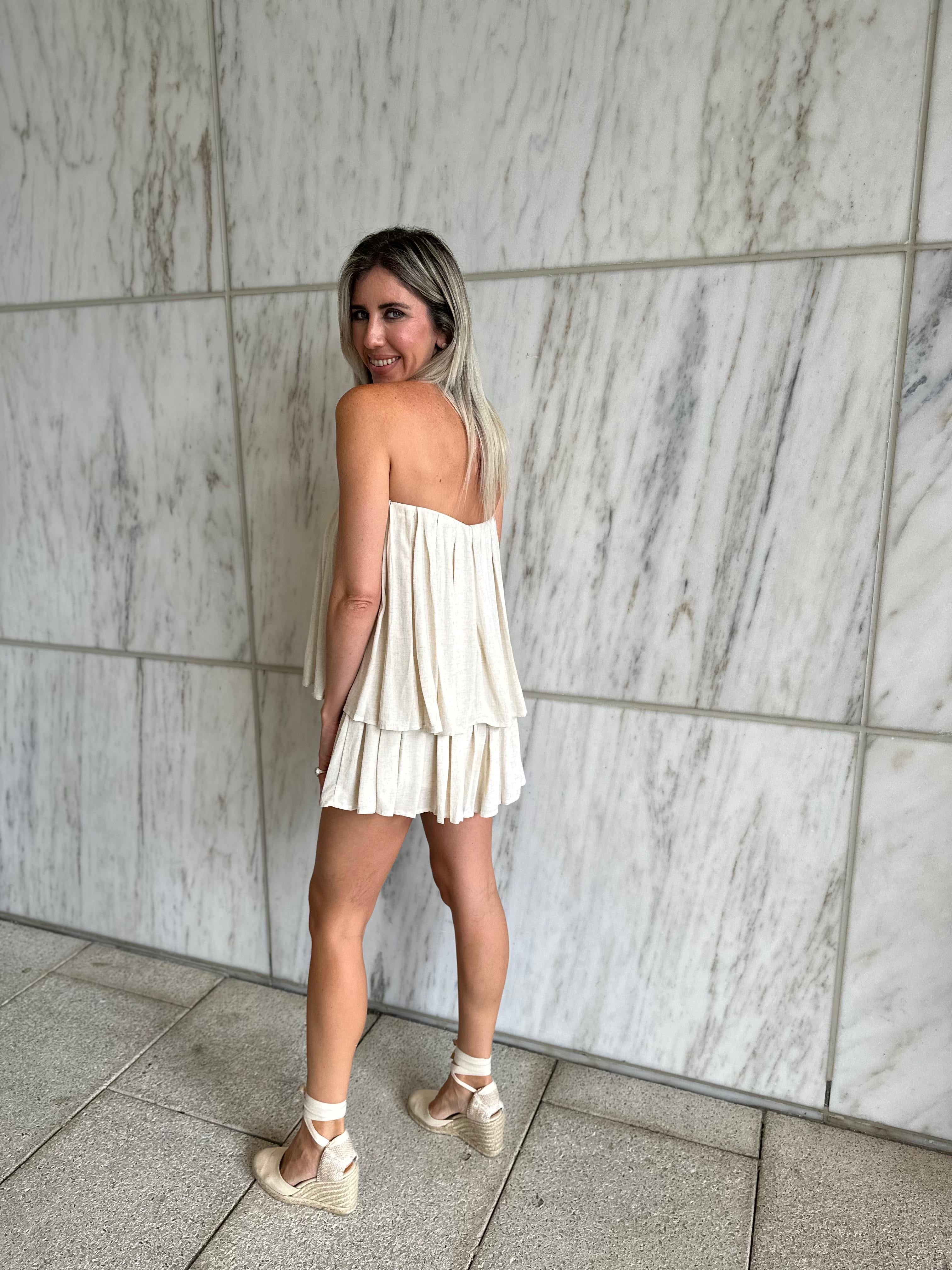 Strapless Flare Tiered Romper