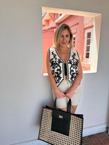 Black Baroque Print Vest