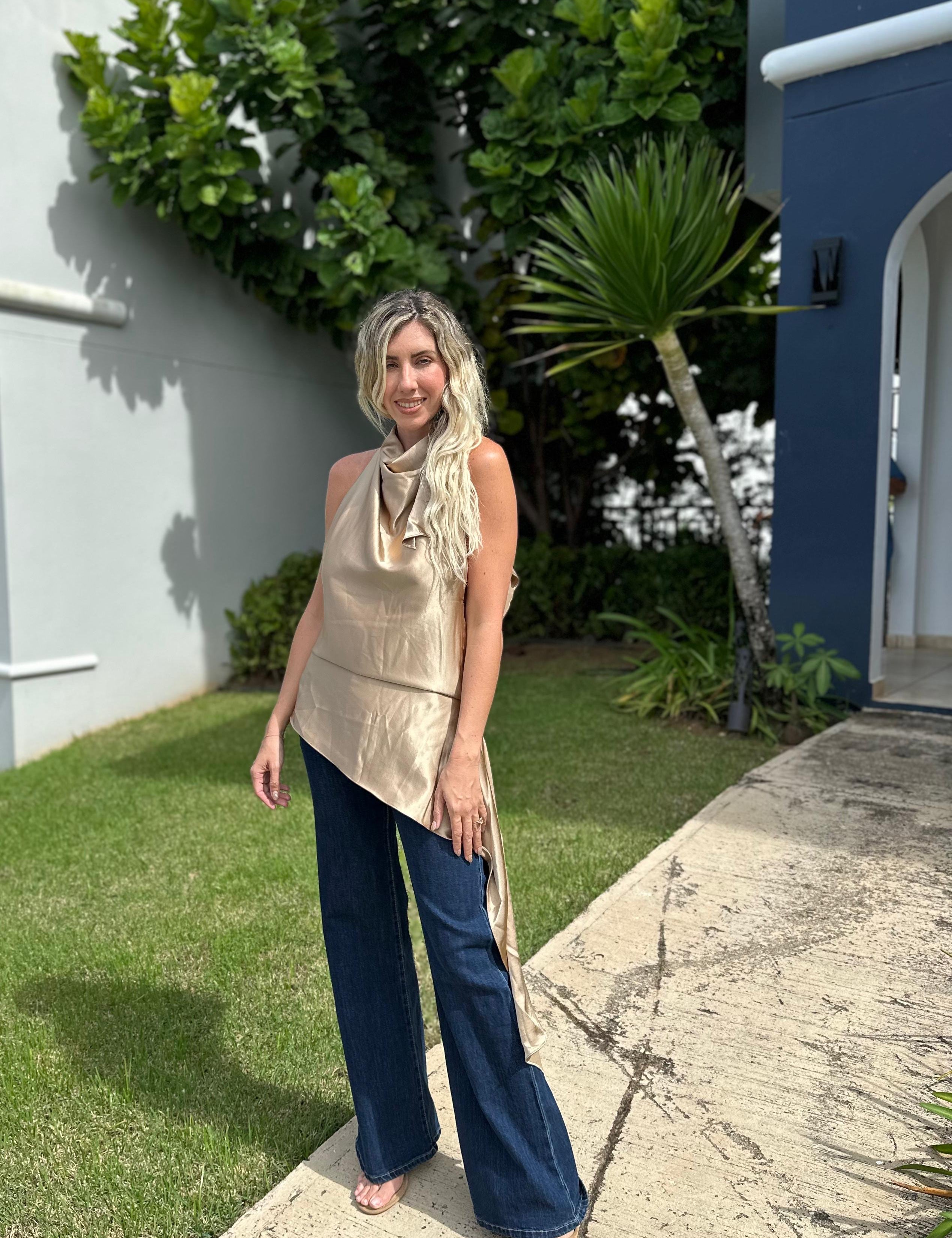 Halter Uneven Tunic Top