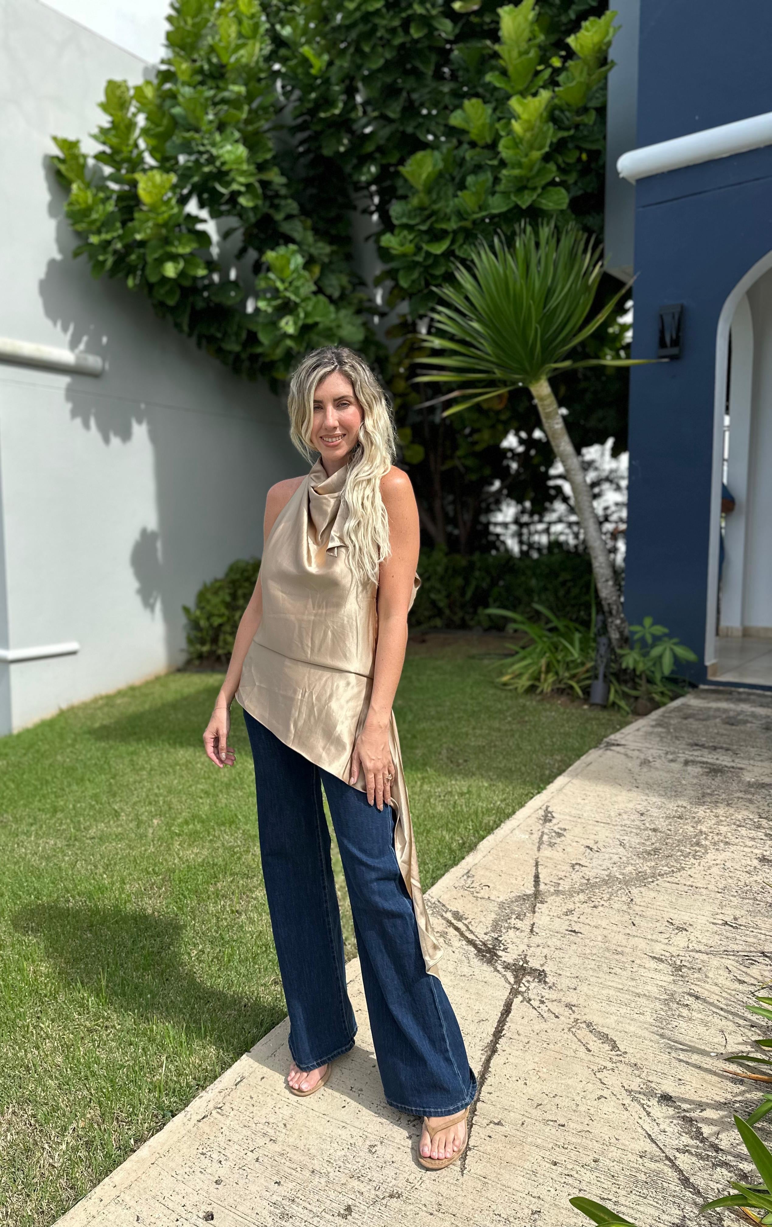 Halter Uneven Tunic Top