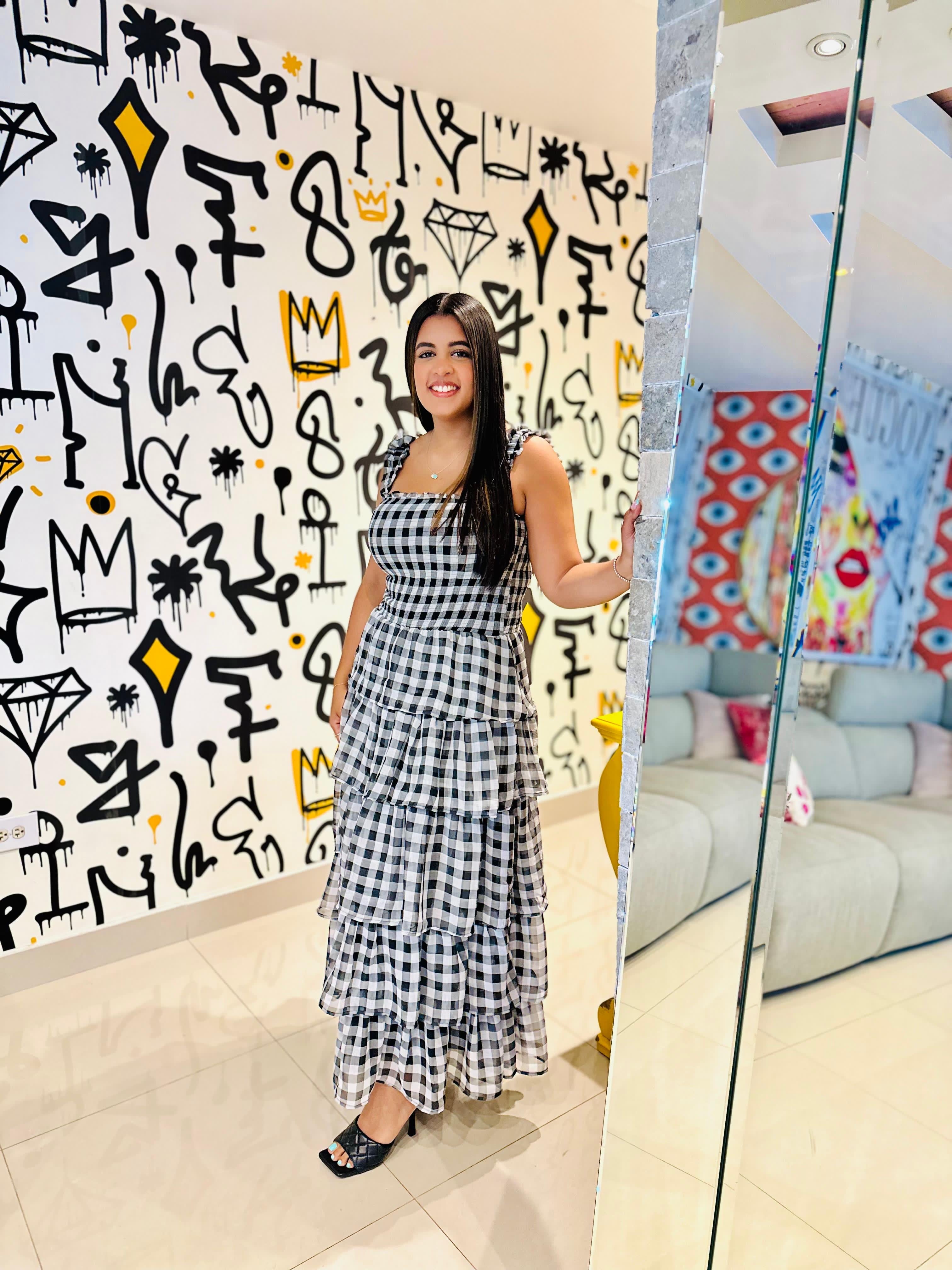 Checkers Ruffle Tiered Maxi
