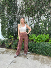 Leopard Print Nylon Track Pants