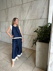 Sleeveless Top & Lace Trim Pant Set