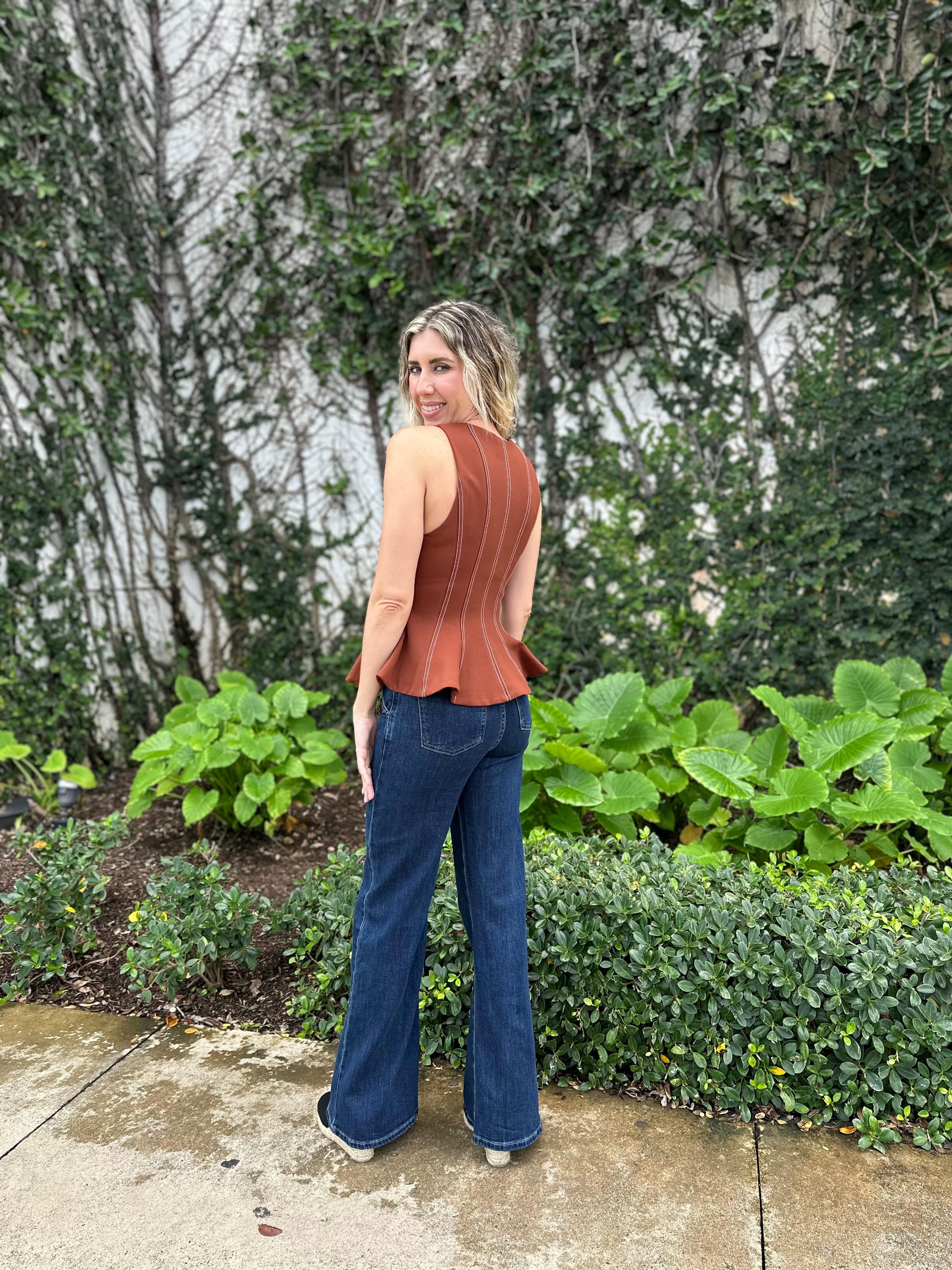 Top Stitch Peplum Top