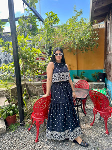 Embroidered Sleeveless Top & Skirt Set