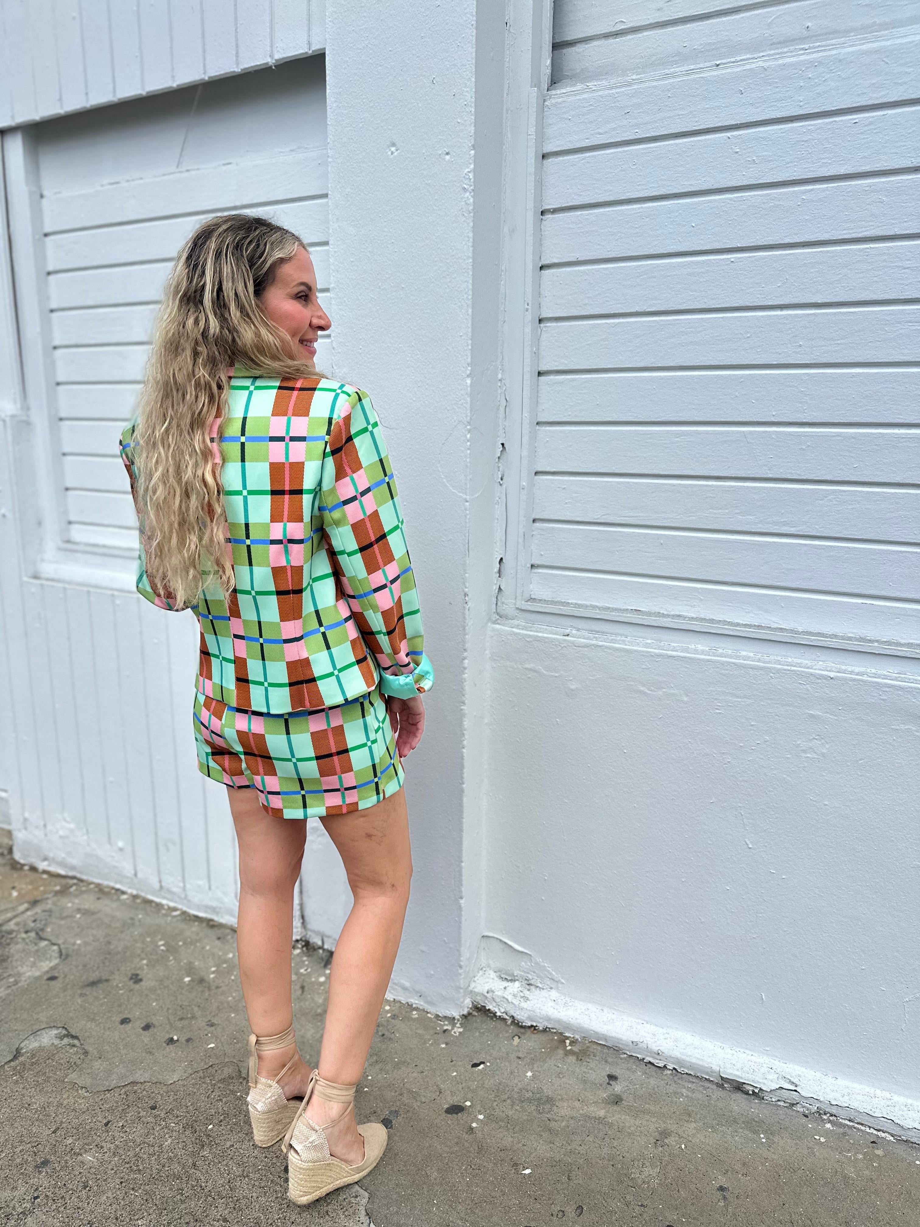 Front Slit Plaid Skort