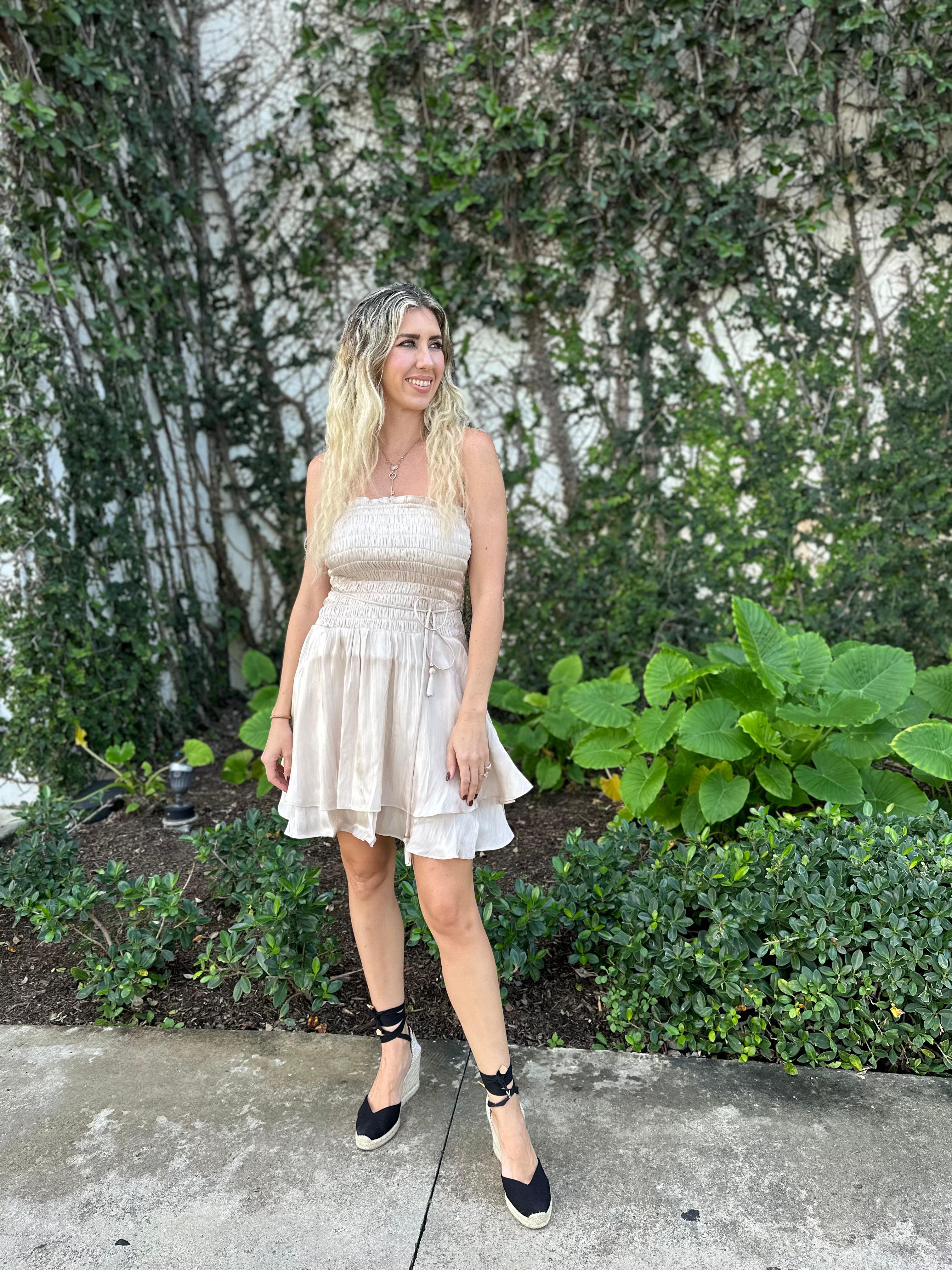 Tube Belted Organza Mini Dress