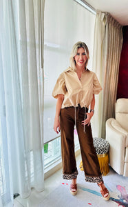 Wide Leg Leo Contrast Pant