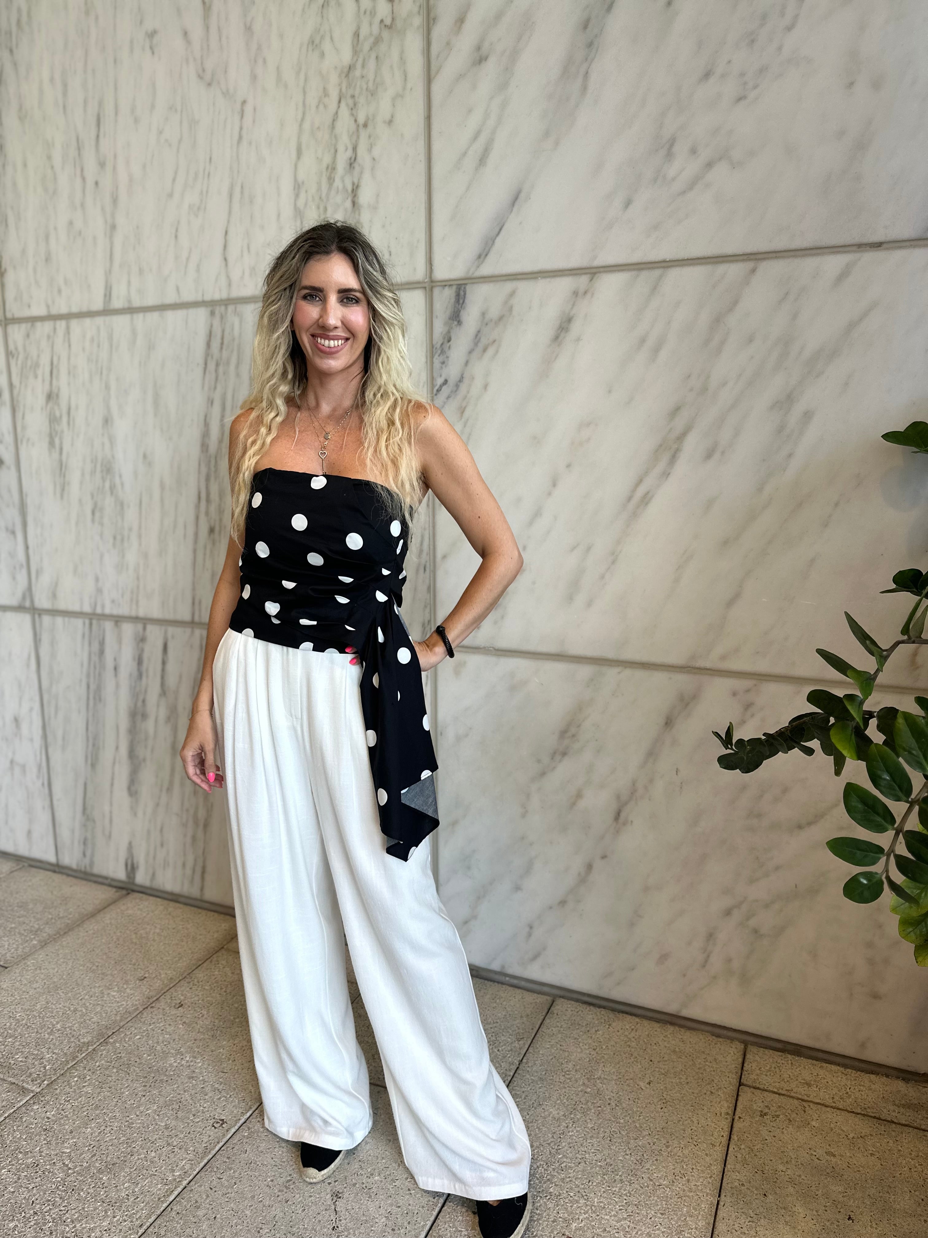 Pleated Polka Tube Top