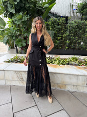 Lace Skirt Blazer Sleeveless Dress