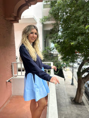 Contrast Flare Hem Mini Dress