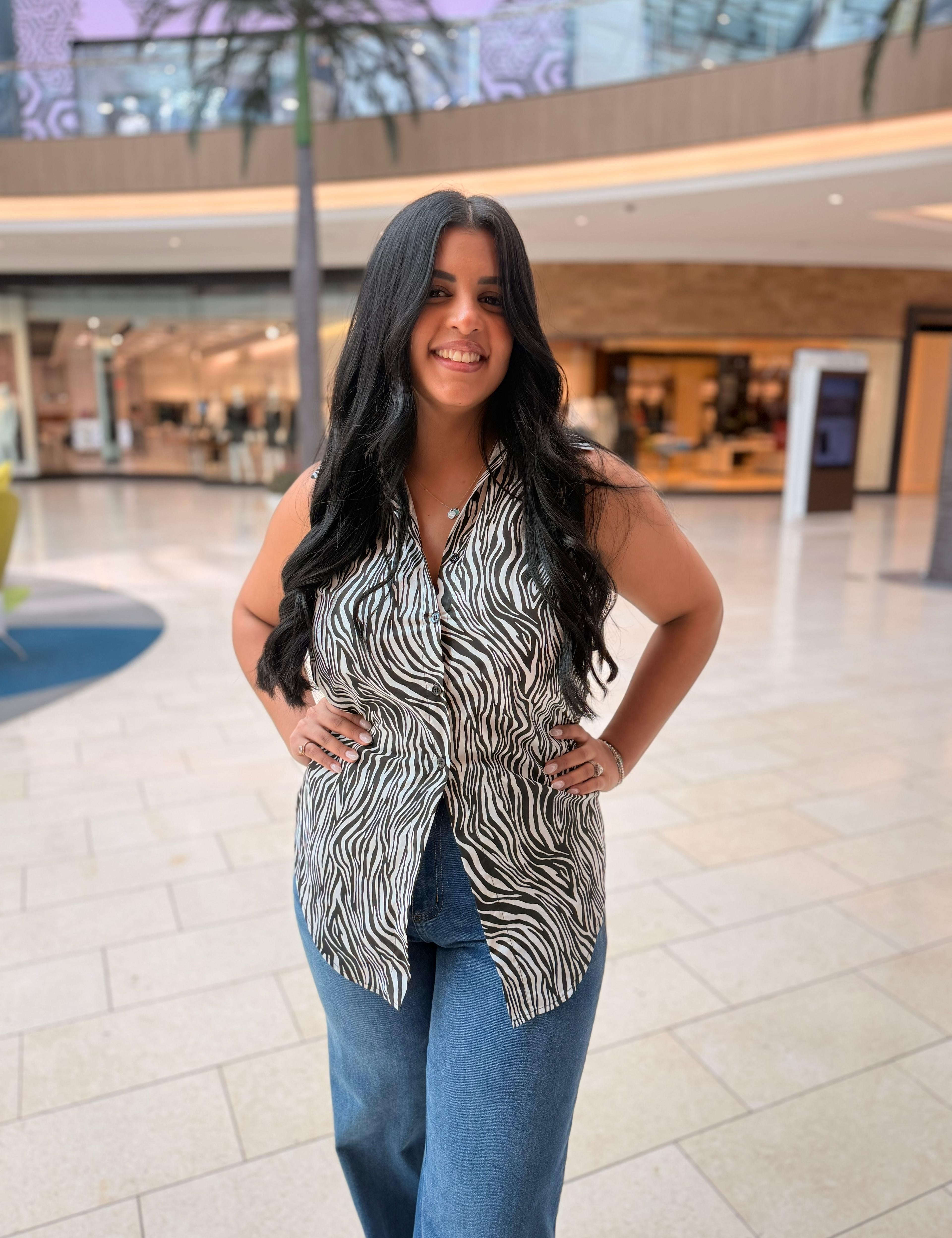 Safari Sleeveless Button Up Top