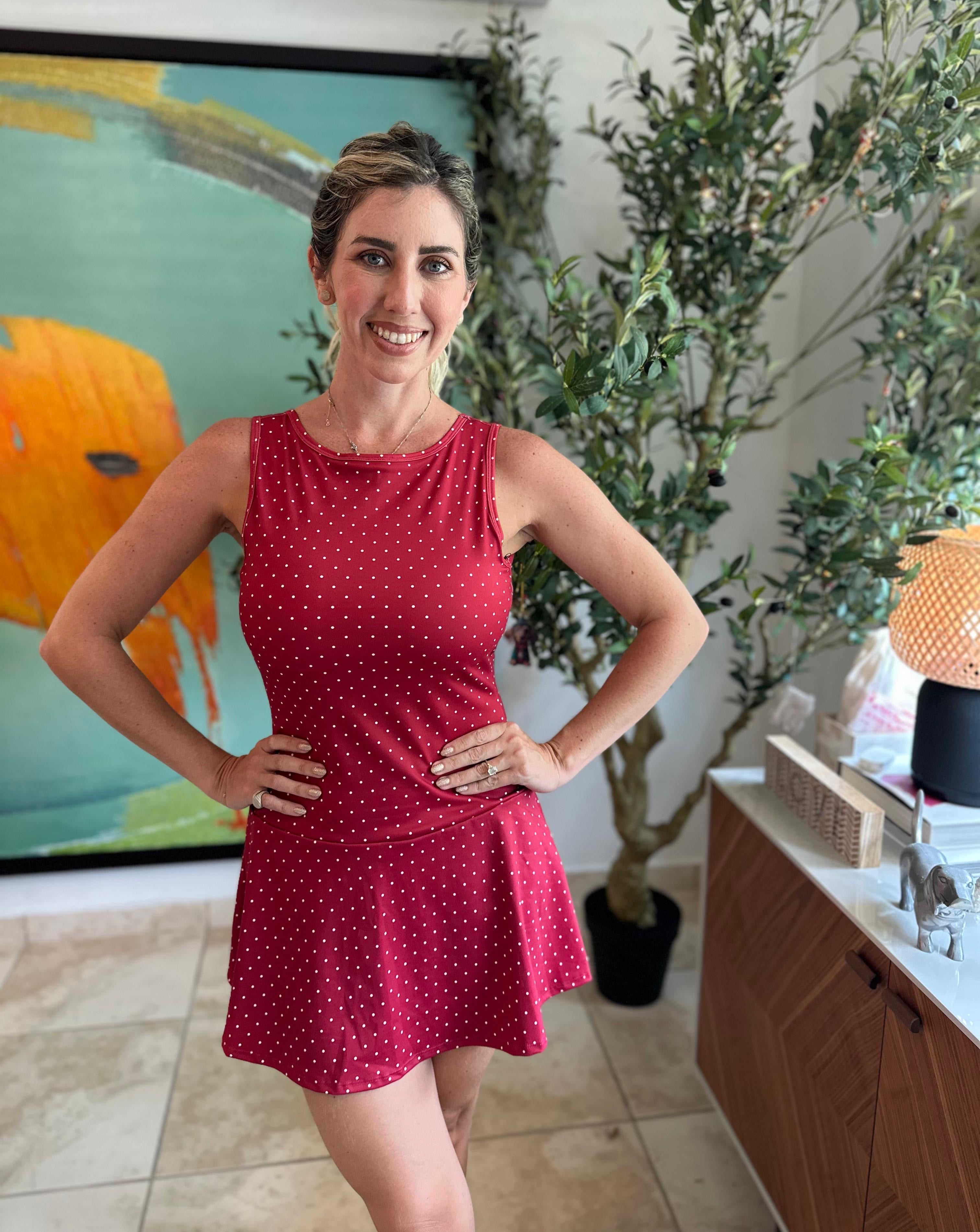 Polka Dot Mini Dress Drop Waist