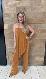 Strapless Asymmetrical Jumpsuit