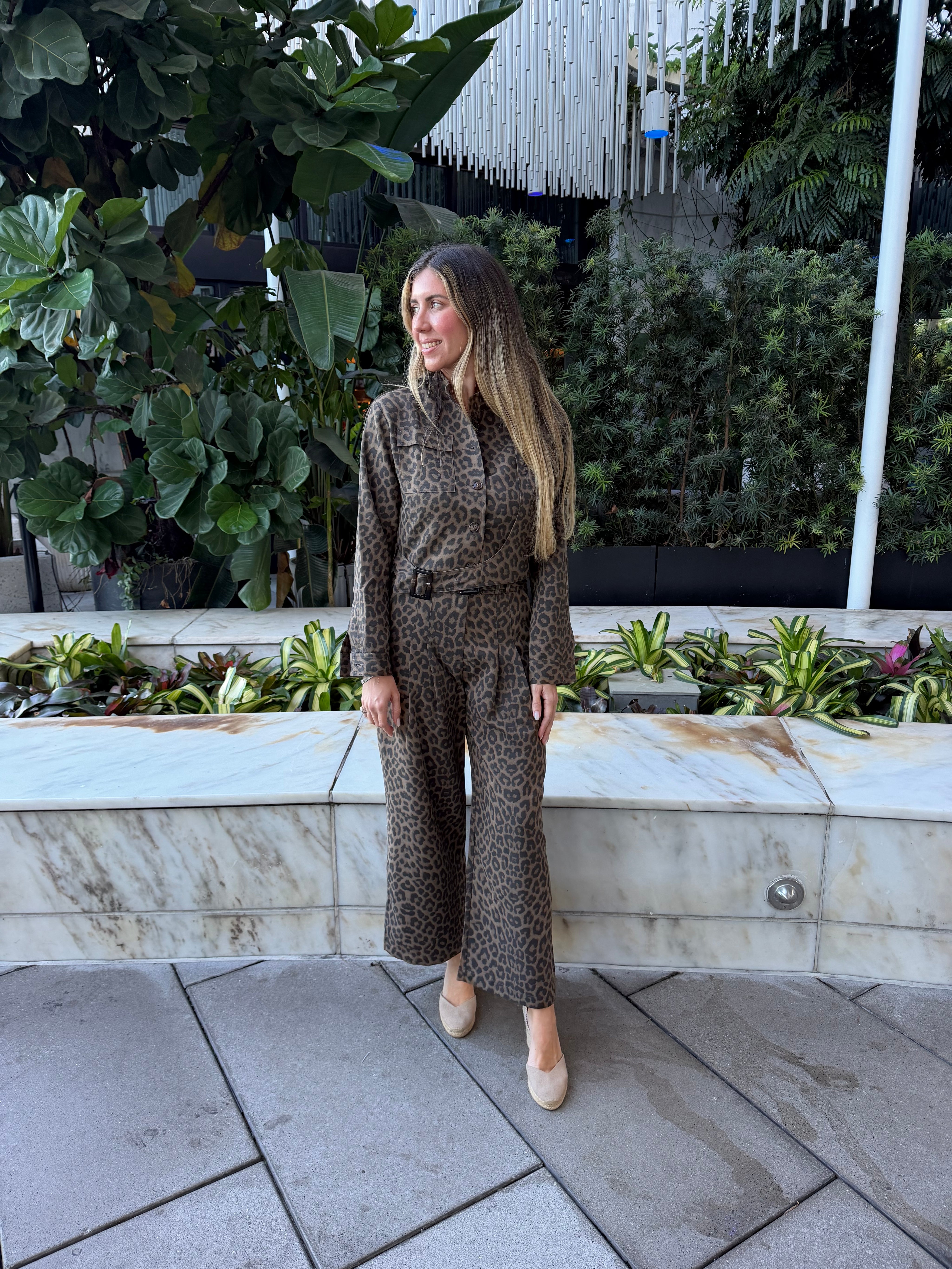 Leopard Jacket & Belted Culotte Pants