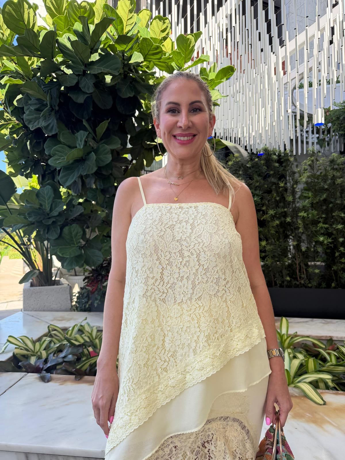 Lace & Woven Asymmetrical Top