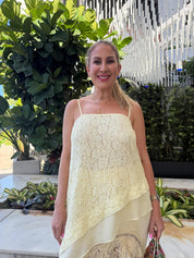 Lace & Woven Asymmetrical Top