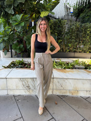 Plaid Pleated Barrel Pant