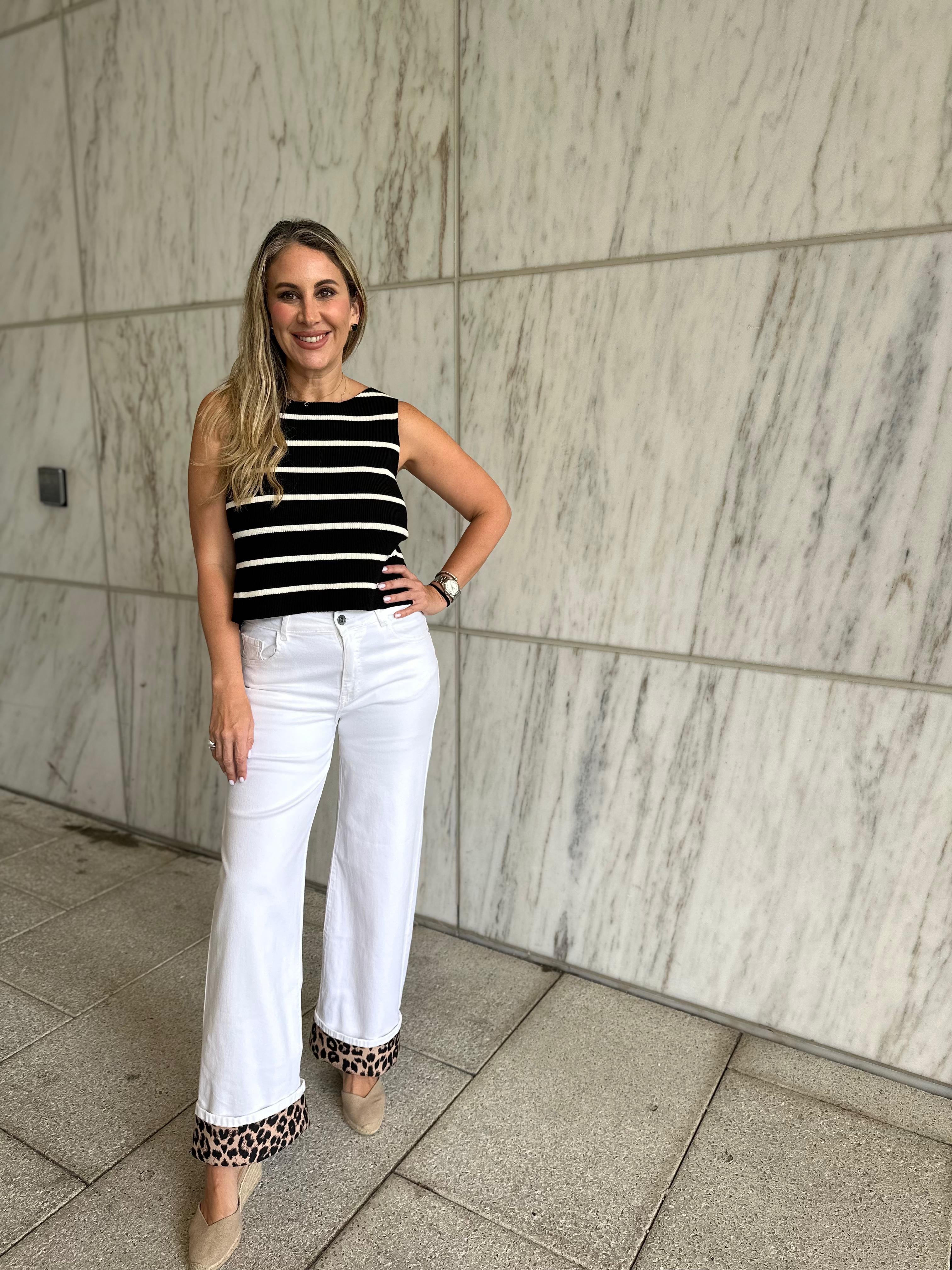 Striped Back Bow Knit Top