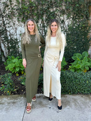 Wrap Panel & Buckle Maxi Dress